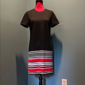 Premise Dark Navy and Red Dress with Stripe Border Size 6